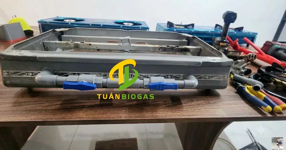 Ráp hoàn thiện bộ chia khí chữ T và van khóa hai bên họng đốt